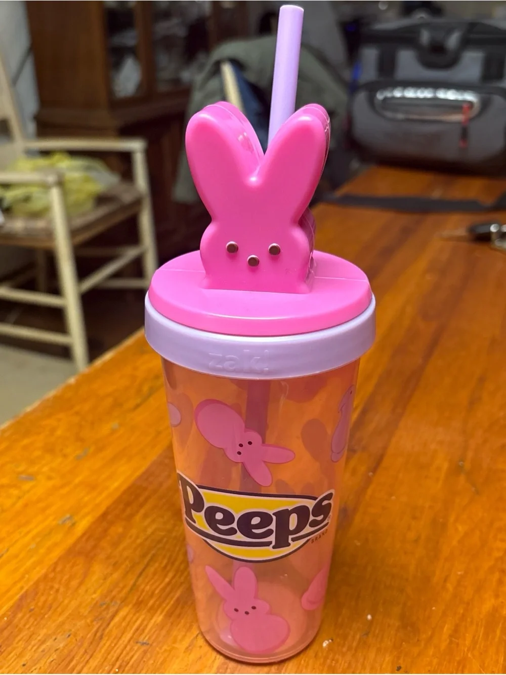Peeps Pink Bunny Straw Tumbler byZak 16 oz